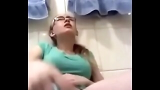 Horny teen uses a Clothes-brush