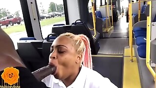 Houston College Ebony Battle-axe Drains Black Monster Cock On Public Bus