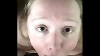 Pusillanimous 18 year old pale amateur with respect to freckles sucks and gags on 42 year old uncut cock for the first time on camera.
