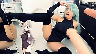 Hot Elizabeth liones - Double Blowjob Cosplay Spread out and Ahegao face - Cosplay Spread out Chupando Gostoso 2 Dildos - Creampie